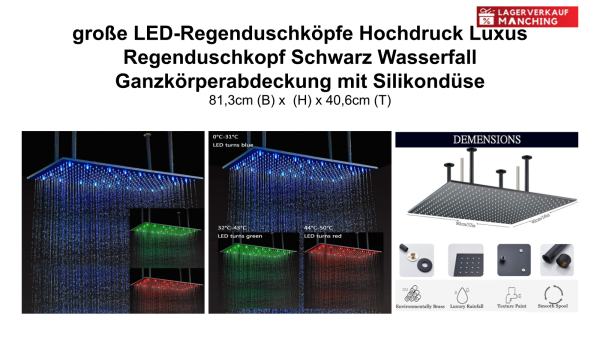 Luxus Regenduschkopf Schwarz